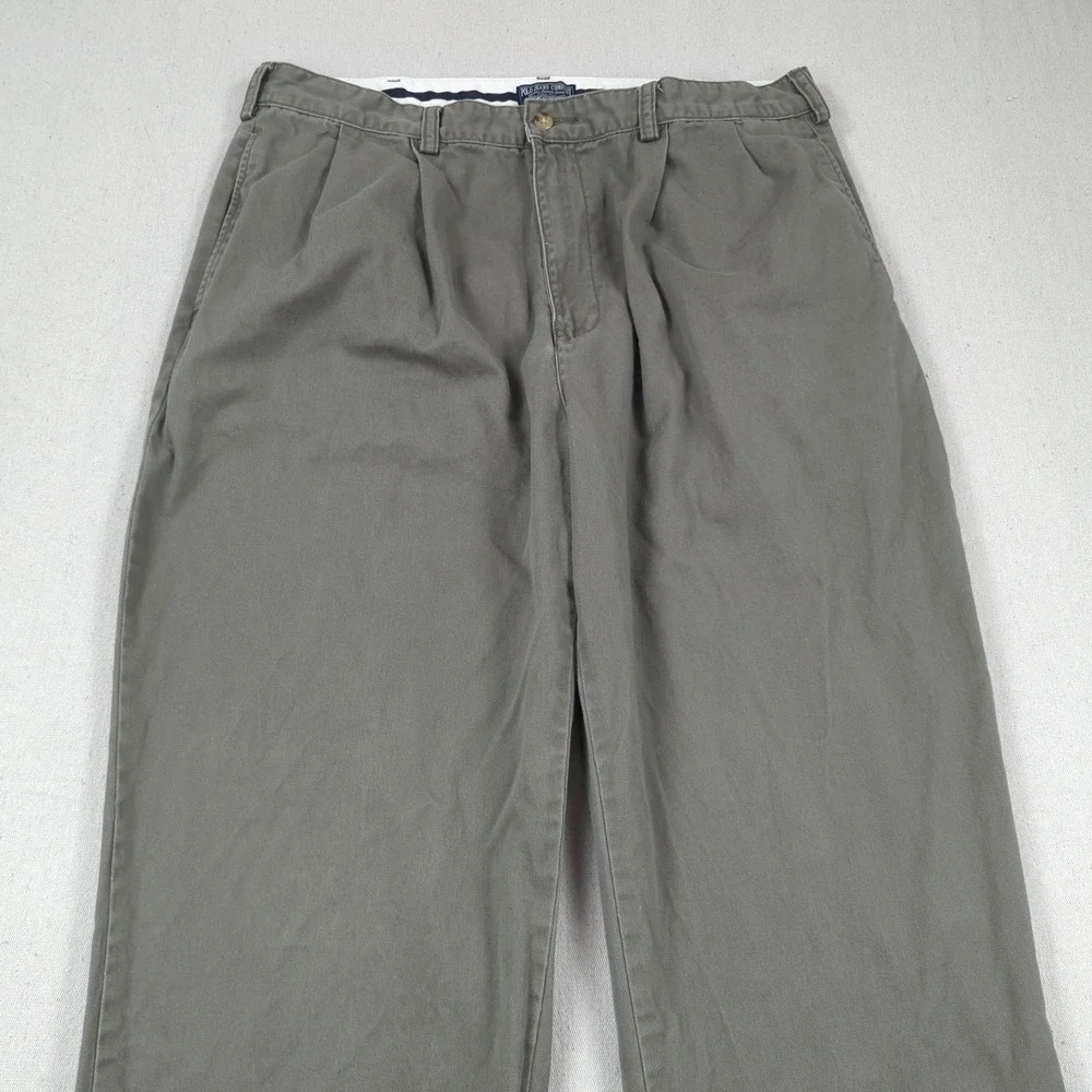 Vintage Polo Jeans Co Pants‎ Mens 38x30 Khaki Pleated Preppy Ralph Lauren